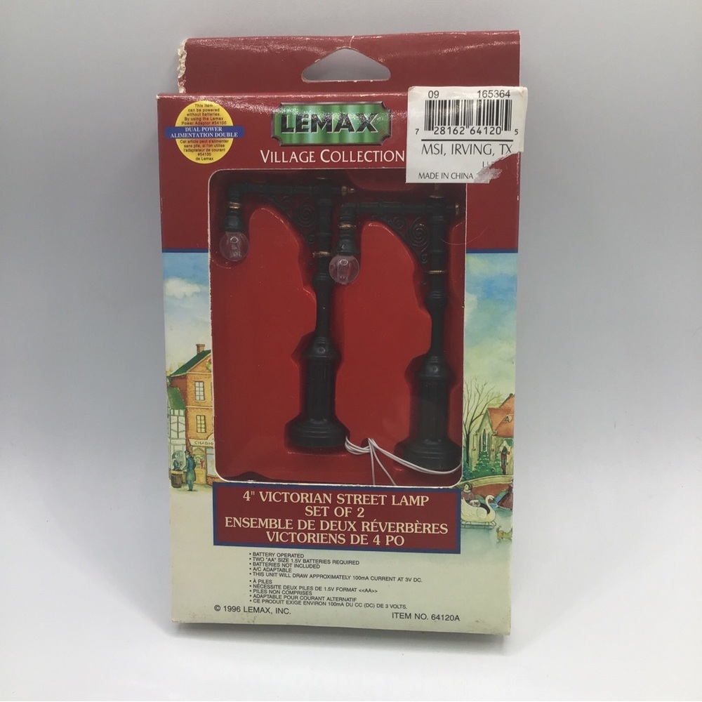 Vintage 1996 Lemax Christmas Village Collection 4” Victorian Street Lamp Set Of2